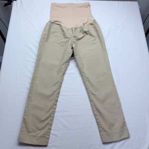 GAP Slim Crop Maternity Pants in Cream color
